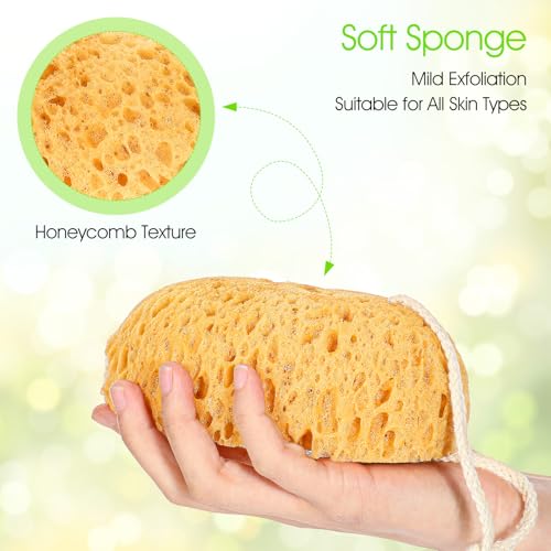 2Pcs Bath Sponge, 6.1 Inch Soft Exfoliating Body Scrubber Shower Sponges, Large Foam Loofah Face Puff for Women, Men, Teenager Body Cleansing Supplies - style: Style 1