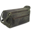 LEATHER VILLAGE Genuine Leather Travel Toiletry Bag - Water-Resistant Dopp Kit for Toiletries, Large Shaving Bag & Bathroom Organizer - Gift for Men & Women - Olive - color: Olive