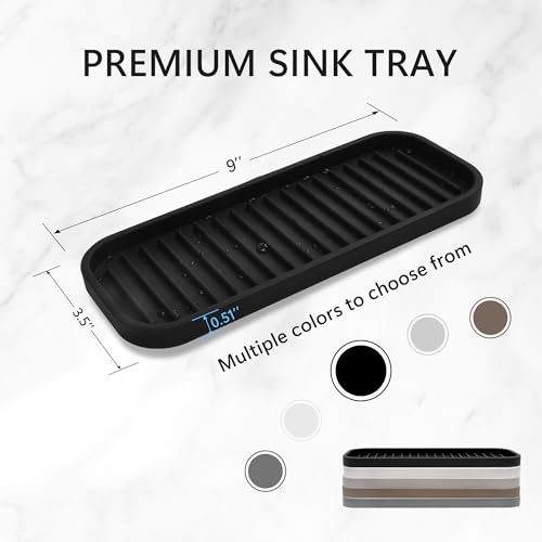 Silicone Sponge Holder for Kitchen Sink - Kitchen Soap Tray & Sponge Tray | Silicone soap dish, soap holder, dish sponge holder dish scrubber, soap dispenser tray, kitchen sink organizer, 2 pack black - color: Black