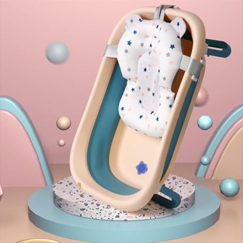 Baby Bath Cushion Pad Newborn Bathtub Mat Infant Bath Supporter Net Baby Bathtub Pillow Non-Slip Floating Bathing Tub Seat (White Star, 28cm*43cm*26cm) - color: White Star
