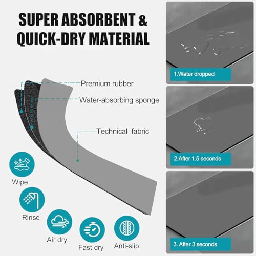 Customizable Kitchen Sink Faucet Mat: 24"Lx4"W Absorbent Splash Guard | Non-slip Fabric Rubber Mat, Cut to Fit Oval Rectangle Square Faucet & 2,3,4 Holes Irregular Sink with Soap Dispenser Air Gap - size: 24''Lx4''W