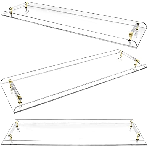 Bathtub Tray, 1 or 2 Person Bath and Bed Luxury Bathtub Caddy Tray Clear Acrylic Bathtub Caddy Tray with Gold Handles Accessories for Bath Tub, 31x9 Inch