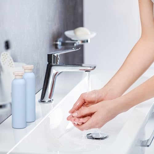 8.8oz Travel Essentials Shampoo Bottles for Toiletries,Empty Plastic Squeeze Bottles with Flip Cap for Toiletries Travel Size Shampoo and Conditioner (3 pack, bule) - color: Blue, size: 8.8 oz