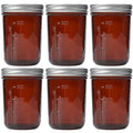 KORCCI Amber Glass Mason Jars 16oz - 6 Pcs Wide Mouth Mason Jars With Lids And Bands. Empty Candle Jar, Food Storage Containers, Canning Jar For Canning, Fermenting, Pickling, Jar Décor.