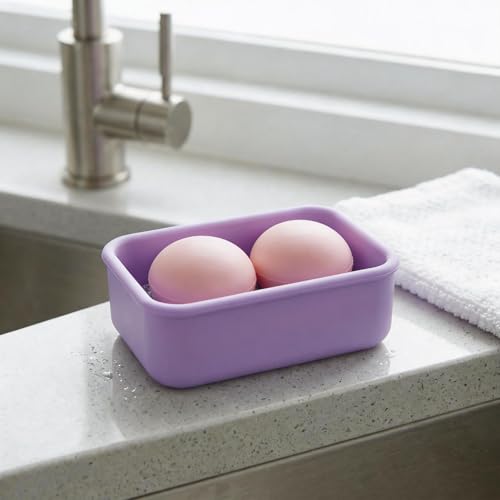 Silicone Travel Soap Case, Leak-Proof Soap Container with Drain Pad, Purple | Silicone Soap Holder, Travel Soap Case, Leak-Proof Soap Box, Removable Drain Tray, Portable Soap Container, Gym & Camping Use - color: Light Purple