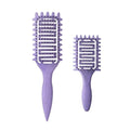 Curl Defining Brush for Curly Hair, Vented Detangling Hair Brush for Wet and Dry Styling, Curved Brush for Shaping and Smoothing Curl Clumps, Lightweight Hair Brush (2Pcs Purple) - color: 2Pcs Purple