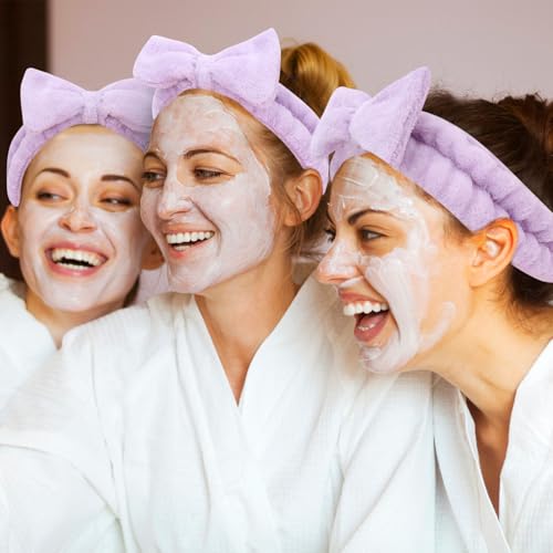 Semato Bachelorette Party Favor Set Bride and Bridesmaid Spa Headband Skincare Headbands for Women Gifts and Party Supplies (Purple) - color: Purple