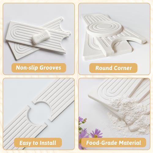 Faucet Mat for Kitchen Sink, 20" Wide Diatomite Fast Drying Stone Tray, Super Absorbent, Prevents Moisture Buildup, Faucet Water Splash Guard for Bathroom Counter, Sink Protector Gift for Mom, White - size: 20" x 3.9"
