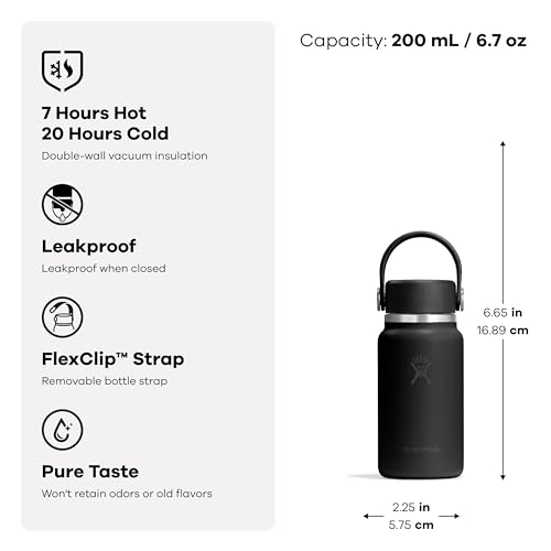 Hydro Flask Micro Bottle - Insulated Mini Leak Proof Flask for Purse or Pocket in 6.7 Oz Tonal White - color: Tonal White