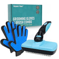 Maxpower Planet Pet Grooming Brush - Double Sided Shedding and Dematting Undercoat Rake Comb for Dogs and Cats,Extra Wide (C1 - Brush & Gloves, Large) - color: C1 - Brush & Gloves, size: Large
