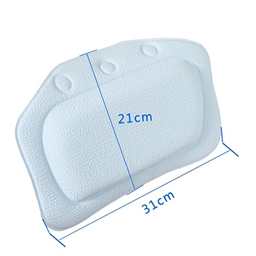 Angoily Bath Pillow with Suction Cups Bathtub Pillow Headrest Sponge Cushion for Head and Neck Support Waterproof Lightweight Washable Spa Accessory for Relaxing Soak 12.20 X 8.26 X 0.78 in