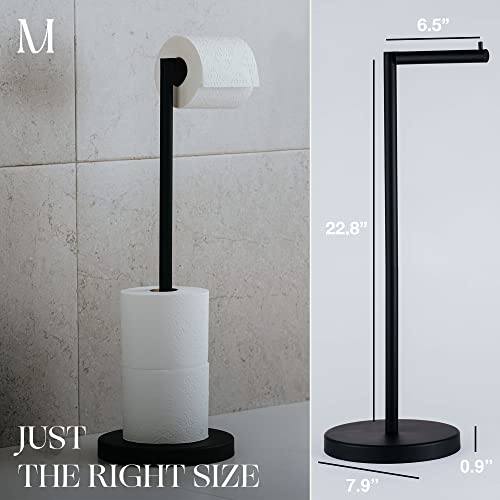 Marmolux Acc - Free Standing Toilet Paper Holder Stand 1pc - Bathroom Storage for 4 Rolls of Toilet Tissue Modern Stainless Steel Matte Black - Toilet Roll Stand - color: Matte Black