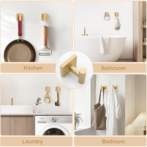 5 Pieces Brushed Gold Bathroom Hardware Set, SUS304 Stainless Steel Bathroom Accessories Set 23.6 inches Towel Bar, Toilet Paper Holder with Shelf, Towel Ring and Two Towel Hooks Wall-Mounted - color: Brushed Gold, size: 5 Pieces - With Shelf