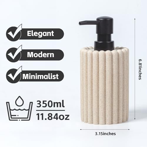 Soap Dispensers 350mL 11.84 OZ, 2 PCS Luxurious Hand Dish Lotion Shampoo Soap Dispenser Jar, Natural Stone Look Soap Pump Bottles for Kitchen Bathroom Countertop (Beige) - color: Beige