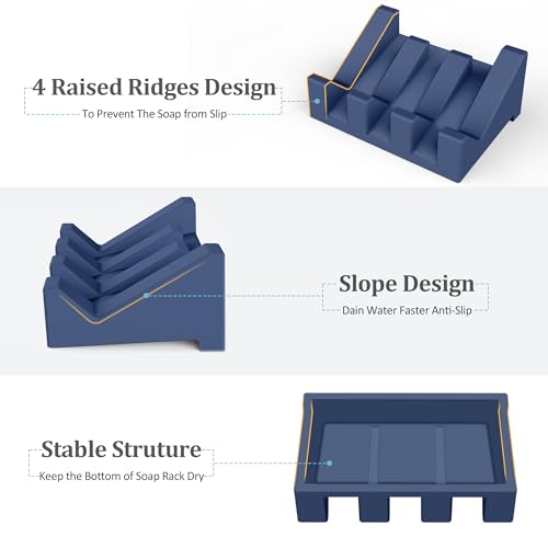 Silicone Soap Holder, 1 PCS Extended Soap Dish for Shower, Bathroom with Drainage - color: 1*royal Blue