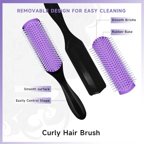 11 Pcs Hairbrush Set, Detangle Hair Brush And Spray Bottle, 3 Pieces Smooth Hairbrush For Toddlers, Suitable For Wet and Dry Hairstyles, Suitable For Adults And Children. (Purple) - color: Purple