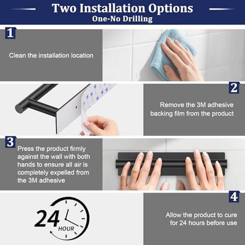 Matte Black Toilet Paper Holder, Adhesive or Screw Toilet Roll Holder Wall Mount, SUS304 Stainless Steel Double Post Pivoting Toilet Roll Holder for Bathroom, Kitchen, Washroom - color: Matte Black