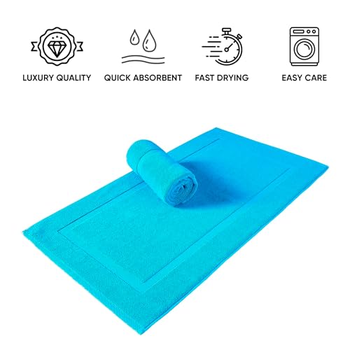 SALBAKOS 100% Turkish Cotton Bath Mat Set 2-Piece - 20x34 inch, Hotel & Spa Collection, Soft, Absorbent, Long Lasting, Durable Bathroom Rugs | Made in Turkey (Aqua, 2 Bath Mats) - color: Aqua, size: 2 Bath Mats