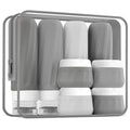 Mrsdry Travel Bottles for Toiletries 8 Pack, TSA Approved Travel Size Containers 3oz, Leak Proof Silicone Squeezable Creams Jars with Clear Travel Bag - color: Proper Gray, size: 3oz bottle 1oz jar