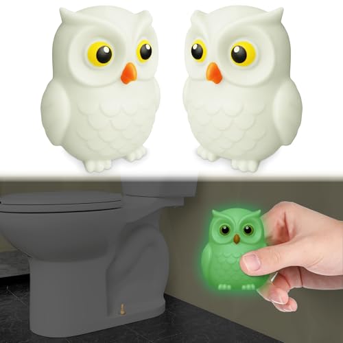 boeemi Glow in the Dark Owl Toilet Bolt Covers, Bathroom Decor, 2 Pack | Bolt Hole 1.18'', Hides Toilet Floor Bolts,Tool-Free Install, for Kids Bathroom, Gag Gift - style: Owl