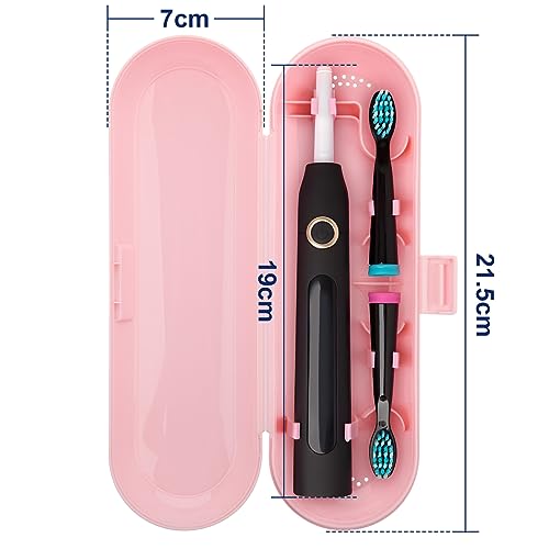 Cosmos Pack of 2 Plastic Travel Case Toothbrush Carrying Case Holder Container Compatible with Oral B Pro and also for Sonicare & Other Toothbrush - color: Deep Blue + Pink