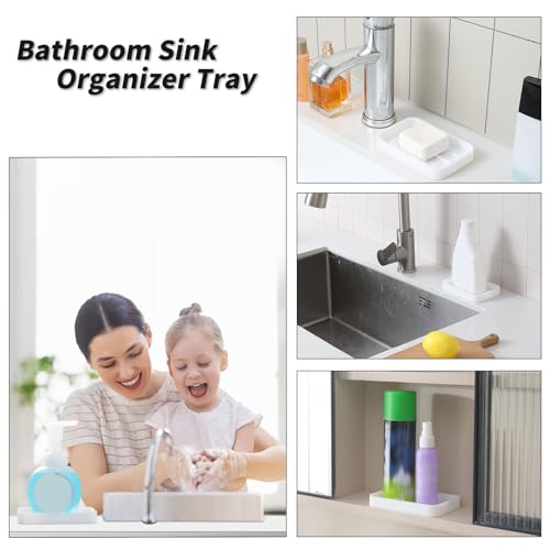 MicoYang Silicone Kitchen Sink Organizer Tray for Multiple Usage,Easy Clean Sponges Holder for Kitchen Bathroom Counter or Sink,Dish Soap Dispenser,Scrubber,Bottle,Cup White 4.9”x 3.2” - color: White, size: 4.9" x 3.2" x 0.7"