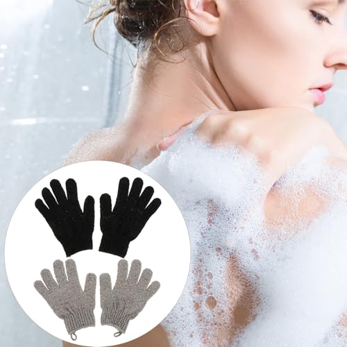 Exfoliating Bath Gloves 4pcs Set Polyester Scrub Wash Mitts for Shower Skin Exfoliation Bathroom Cleaning Gloves for Men and Women