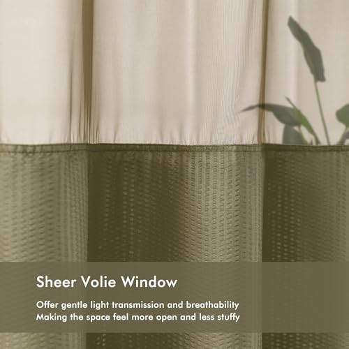 Mrs Awesome No Hook Shower Curtain with Snap-in Liner, Embossed Waffle Design Fabric Shower Curtain for Bathroom, Soft & Lightweight, 71x74, Taupe - color: Taupe, size: 71"W x 74"L (Pack of 1)