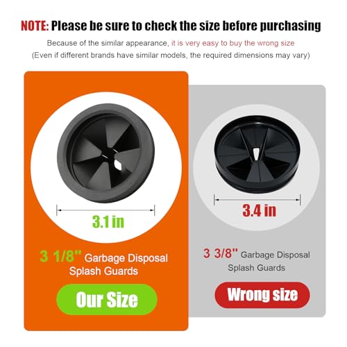 2 Pcs Garbage Disposal Splash Guard Sink Baffle, 3 1/8" Removable Garbage Disposal Rubber Drain Insert, Replacement Waste Food Garbage Disposal Parts for Waste King Whirlaway and GE Models - color: Black 3 1/8" 2pack
