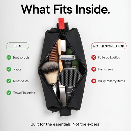 TOOLETRIES The Koby Dopp Kit Toiletry Bag- Mini 8.5" x 2.75" x 2", Charcoal | Compact silicone leak-resistant travel toiletry bag with a heavy-duty zipper that's easy to clean. - color: Charcoal, size: Mini 8.5” x 2.75” x 2”
