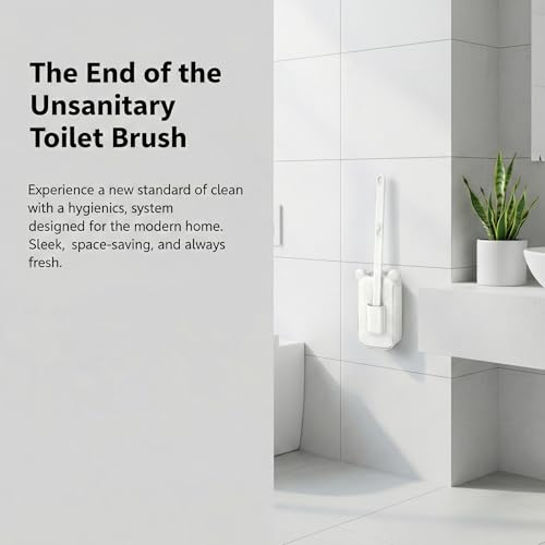 for Small Apartment Bathrooms – Disposable Toilet Brush Set with 32 Replaceable Heads, Wall-Mounted Holder, White Bathroom Cleaning Brush for Easy Daily Toilet Cleaning - color: White – 32 Refills Flip-open Toilet Brush