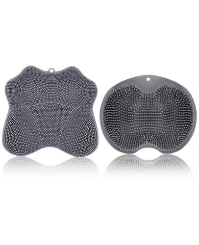 Shower Foot Scrubber Mat & Back Scrubber Set, Wall Mounted with Suction Cups for Deep Cleaning Shower Foot Back Brush Pad