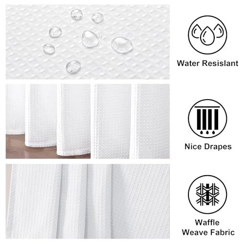 OWENIE White Shower Curtain, Stall Small Waffle Weave Heavy Fabric Shower Curtains for Narrow Size Bathroom, Waterproof Soft Hotel Spa Luxury Bath Curtain Set, Machine Washable, White, 36x72 Inch - color: White, size: 36"W x 72"L (Pack of 1)