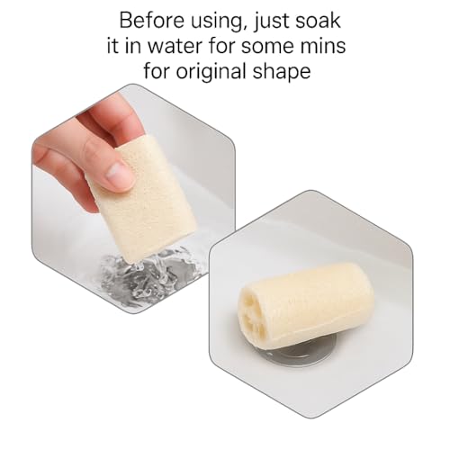 Loofah Body Scrubber Sponge 5-Pack - Natural Exfoliating Sponges for Bath & Shower, Biodegradable Luffa for Smooth & Glowing Skin, Spa Gift Set, Dye-Free, Vegan - size: 1 Count (Pack of 5)