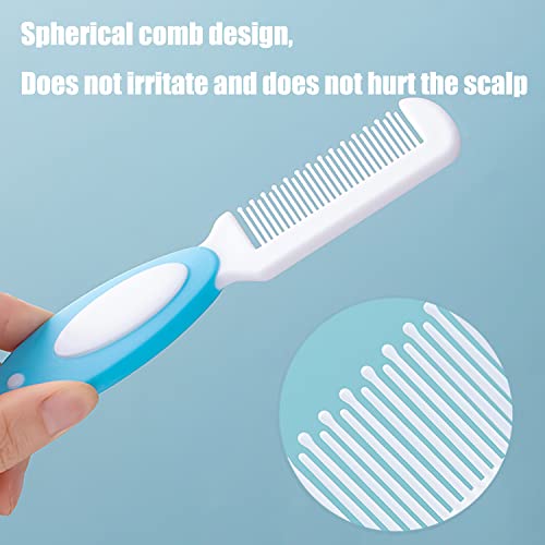Baby Hair Brush, Cradle Cap Brush, Baby Hair Comb, Baby Hair Brush and Comb Set for Newborns & Toddlers, Baby Brush Soft Bristles, Ideal for Cradle Cap, Perfect Baby Registry Gift (Blue) - color: Blue