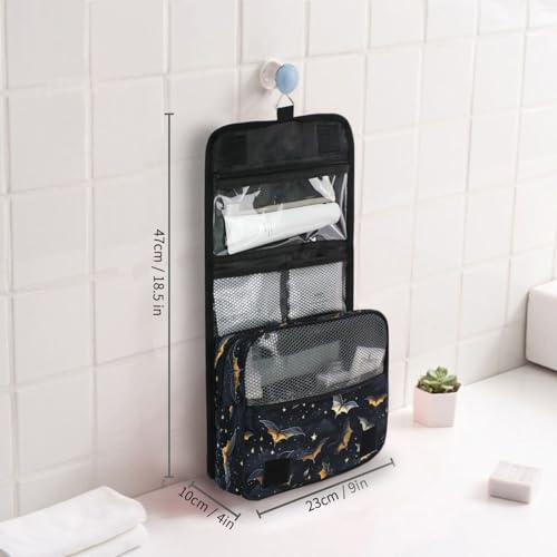 MNSRUU Hanging Toiletry Bag Gothic Skull Bat Travel Makeup bag for Toiletries Portable Travel Toiletry Organizer Cosmetic Bags with Hanging Hook - color: Skull I 4177