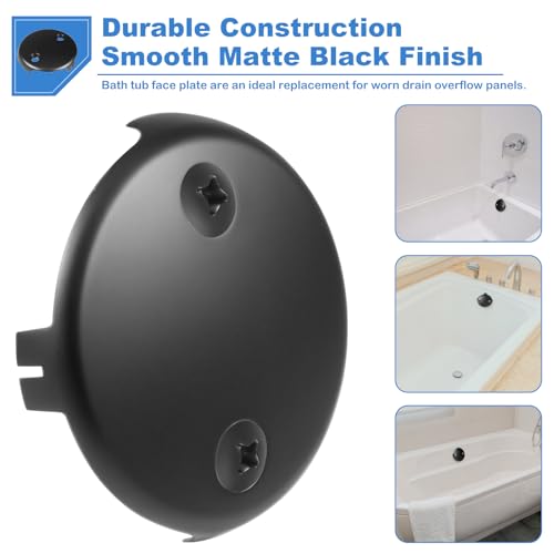 Two-Hole Tub Overflow Drain Cover, 3-1/8" Bathtub Drain Cover with Two Matching Screws, Fits Most Standard Overflow Drain Cover Bathroom Tub (Matte Black) - color: Matte Black