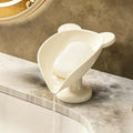 Self Draining Leaf Soap Dish – Easy to Clean Waterfall Soap Holder, Multi-Use for Shower, Bathroom & Kitchen Sink, Durable & Stylish (Cream Bear) - color: Cream Bear