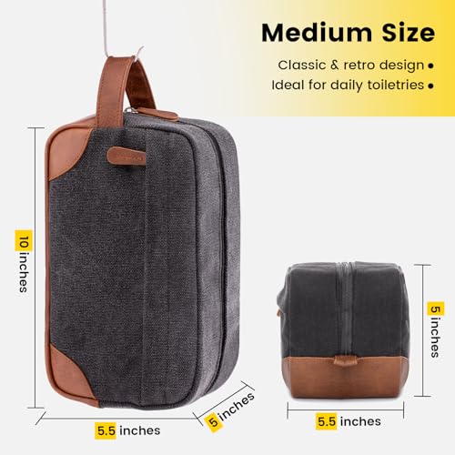 Vorspack Travel Toiletry Bag - Hanging Toiletry Bag for Men Water Resistant Canvas Shaving Bag with Large Capacity for Travel - Dark Grey - color: Dark Grey, size: Medium