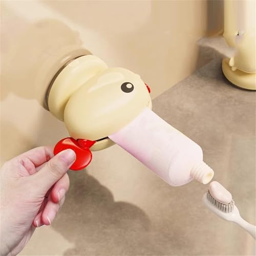 Cute Whale Toothpaste Squeezer,Suction Cup Manual Toothpaste Squeezer,Multifunction Manual Rotate Toothpaste Dispenser Bathroom Accessories Sets Products (Red) - color: Red