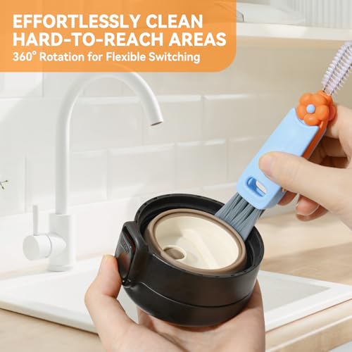 3 in 1 Cup Lid Gap Cleaning Brush Set, Multifunctional Bottle Clean-ing Brush, Cup Lid Gap Cleaner, Home Kitchen Crevice Cleaning Brush Tools (Red) - color: Red
