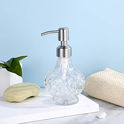 YunNasi Soap Dispenser with Pump, Clear Crystal Design, Vintage and Elegant, Refillable Liquid Hand Soap Dish Soap Dispensers for Bathroom Counter, Kitchen Sink (Style 1) - color: Style 1