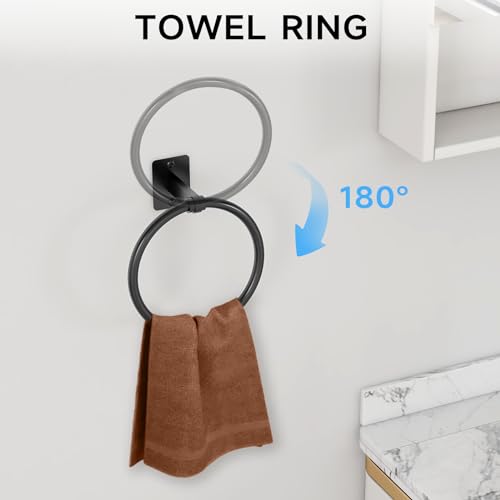 KLJKPA 4-Piece Bathroom Hardware Set, 32 inch Bathroom Towel Holder | Black Bathroom Accessories Set, Towel Racks for Bathroom, Robe Towel Hooks, Toilet Paper Holder Wall Mounted - color: Black (4 Piece), size: 32 inch