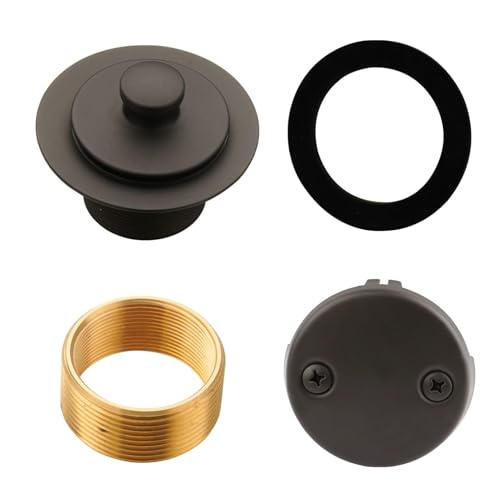 HIDROP Oil Rubbed Bronze Tub Drain Lift and Turn, 2-Hole Overflow Faceplate | Stainless Steel Tub Drain, Universal Fine/Coarse Thread fit 1-3/8" or 1-1/2" Tub Drain, Bathtub Drain Replacement Trim Kit - color: Bronze