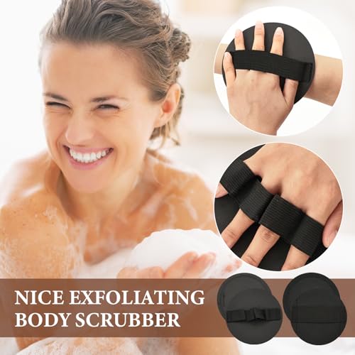 4 PCS Exfoliating Body Scrubber Set Painless Gentle Exfoliating Glove Wearable Rubber Body Scrubber Exfoliator Deep Cleansing Shower and Bath Tool (Straps, Fingers)
