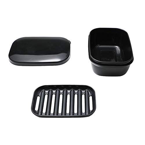 Soap Dish Soap Box Soap Holder 2 Pack Soap Container for Shower, Waterproof Portable Soap Case Tray for Traveling, Car, Home, Outdoor, Camping, Gym (Black) - color: Black