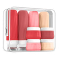 Mrsdry Travel Size Toiletries 8 Pack, TSA Approved 3oz/1oz Silicone Refillable Containers with Clear Travel Bag - color: Cherry Red, size: 3oz bottle 1oz jar