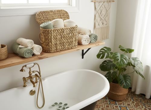 Coeusy Toilet Paper Basket with Lid,Wicker Basket for Bathroom Organizers and Storage,Holds Up to 6 Mega Rolls, Decorative Hand-Woven Rattan Bathroom Decor Accessories,Natural Water Hyacinth - color: Natural Hyacinth