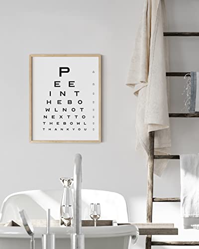 HAUS AND HUES Funny Bathroom Signs – Eye Exam Restroom Print, Playful Home Wall Accent, Witty Washroom Artwork (16x20, Beige Frame) - color: Eye Exam, size: 16"L x 20"W, style: Beige Framed