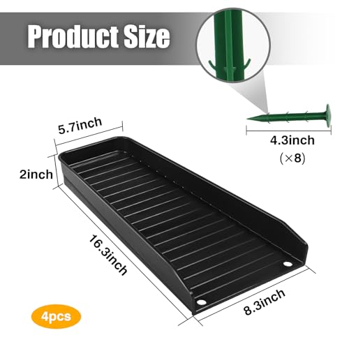 Rain-Gutter Downspout Splash Block - Gutter Downspout Extensions for Rainwater Drainage, Lader Downwards Design, 16" Fixable Downspout Extender with 8 Fixing PP Nails (4, Black) - color: Black, size: 4Pack